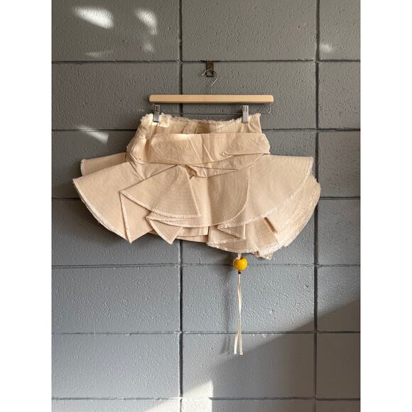 NWT Jacquemus Le Raphia Artichaut Ruffled Cotton Mini Jupe Skirt sz 40 - Picture 2 of 7